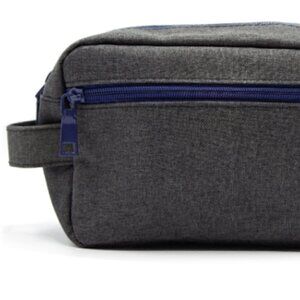 Grey Dopp bag with Blue Zipper